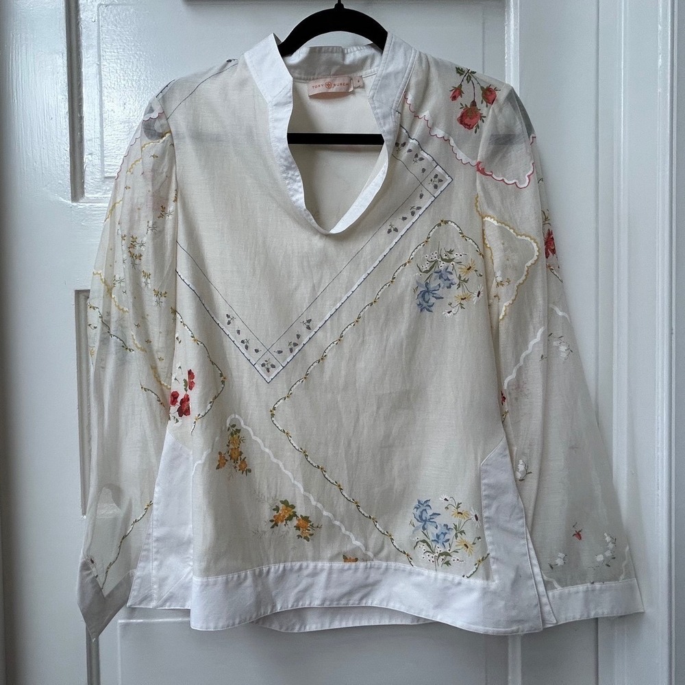 Tory Burch Handkerchief Silk Tunic Top in New Ivory Size 0 boho - Picture 7 of 14